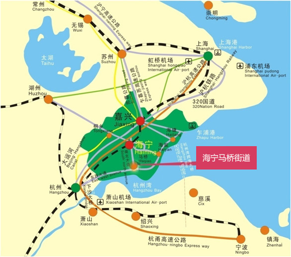 开发区概述 海宁市马桥街道东距上海100公里,西距杭州50公里,至杭州